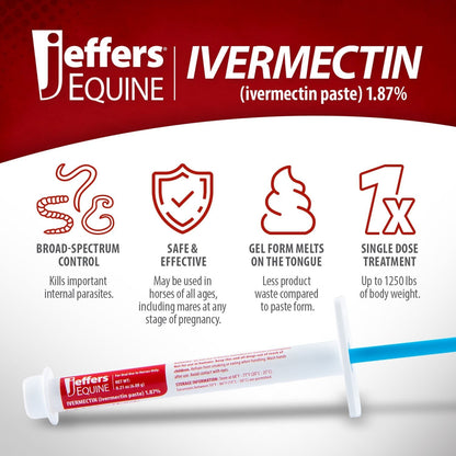 Jeffers Ivermectin Horse Dewormer Gel, Apple Flavored